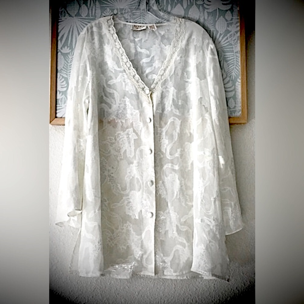 Victoria's Secrets Lace Cover Up Sheer Revealing in pale cream color size M/L
